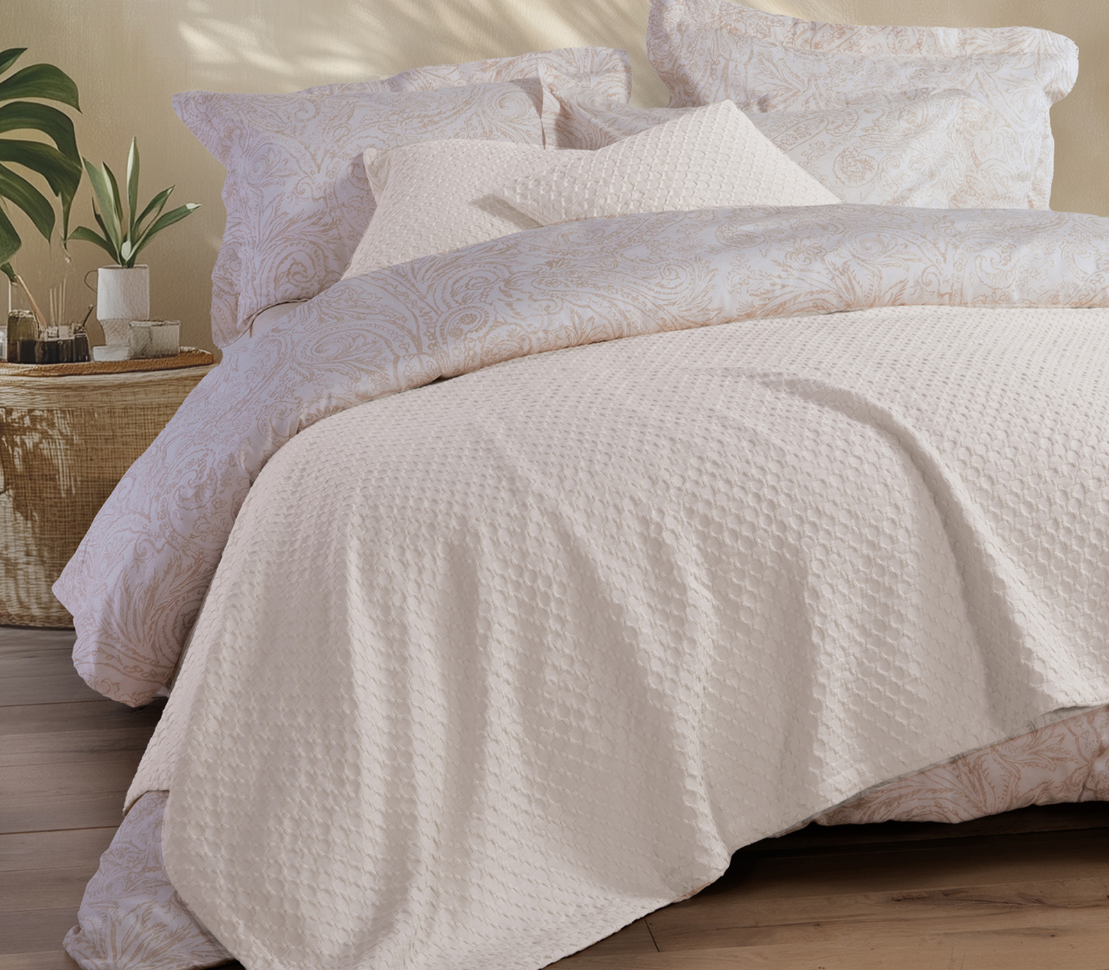Πικέ Κουβέρτα Μονή Nef-Nef Homeware Elmer 160x240 Off White
