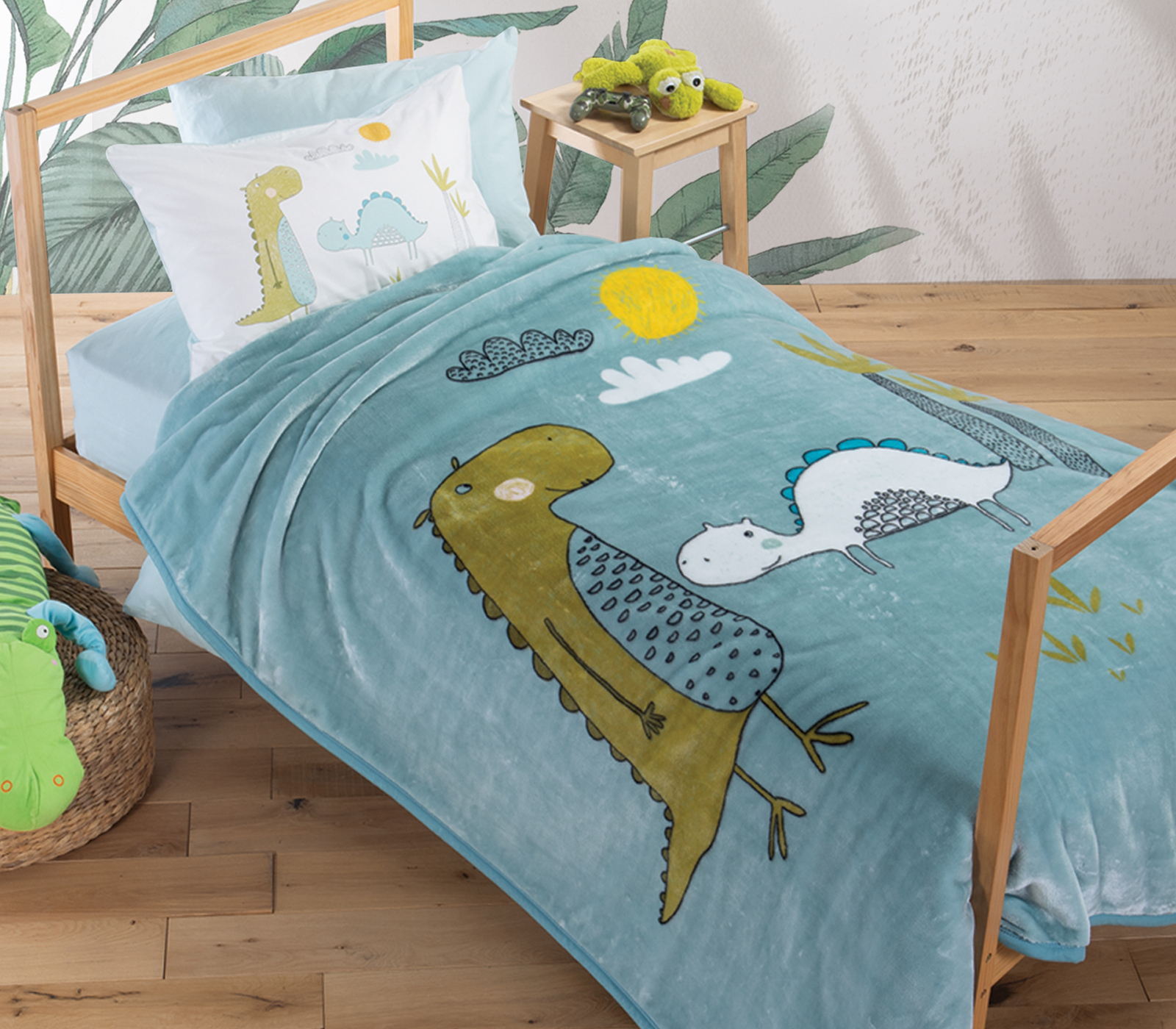 Παιδική Κουβέρτα Nef-Nef Homeware Dino-Dragon Time 160X220 Aqua