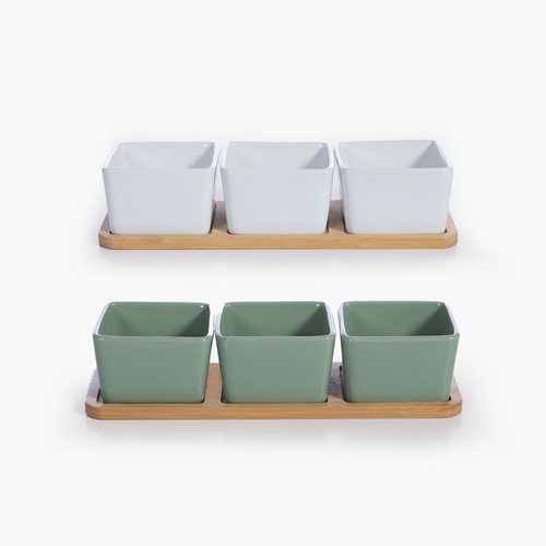 Μπόλ Με Δίσκο Nef-Nef Homeware 3τμχ Sage Green