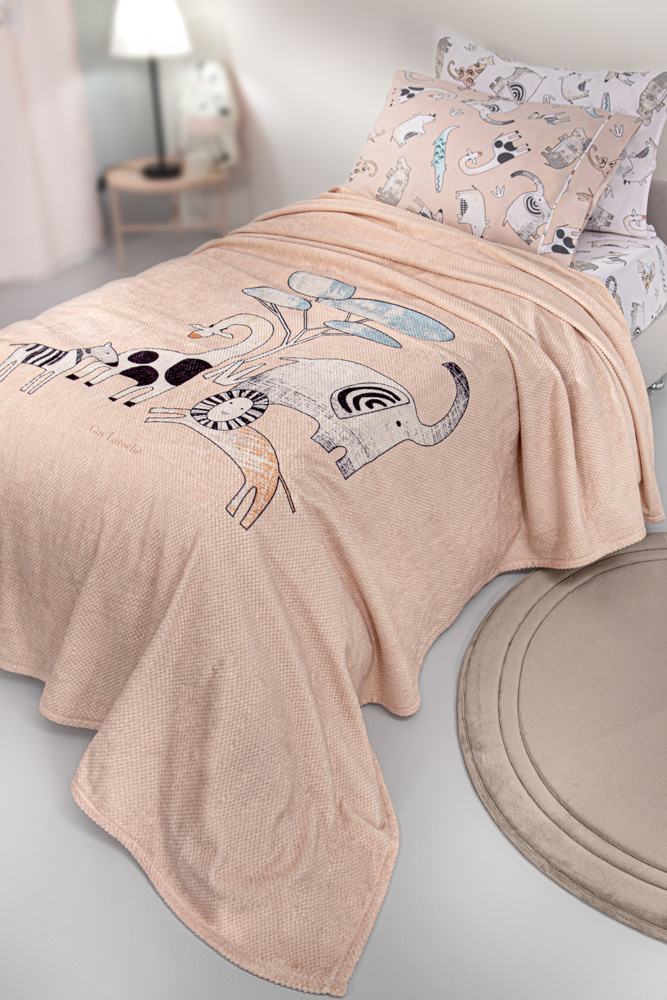 Κουβέρτα Μονή Guy Laroche Zootoria Ultra Soft 160x220 Cameo