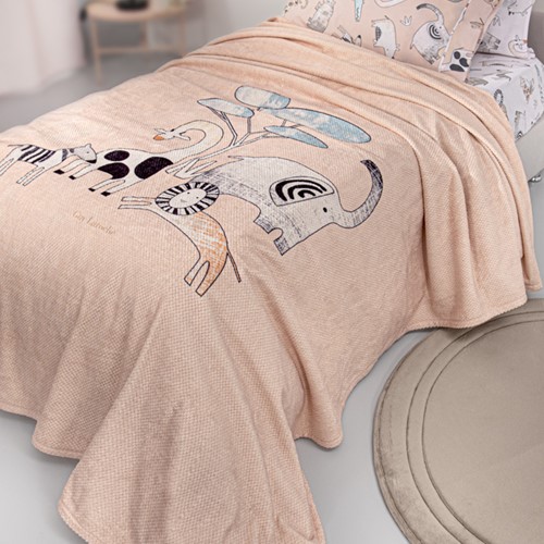 Κουβέρτα Μονή Guy Laroche Zootoria Ultra Soft 160x220 Cameo