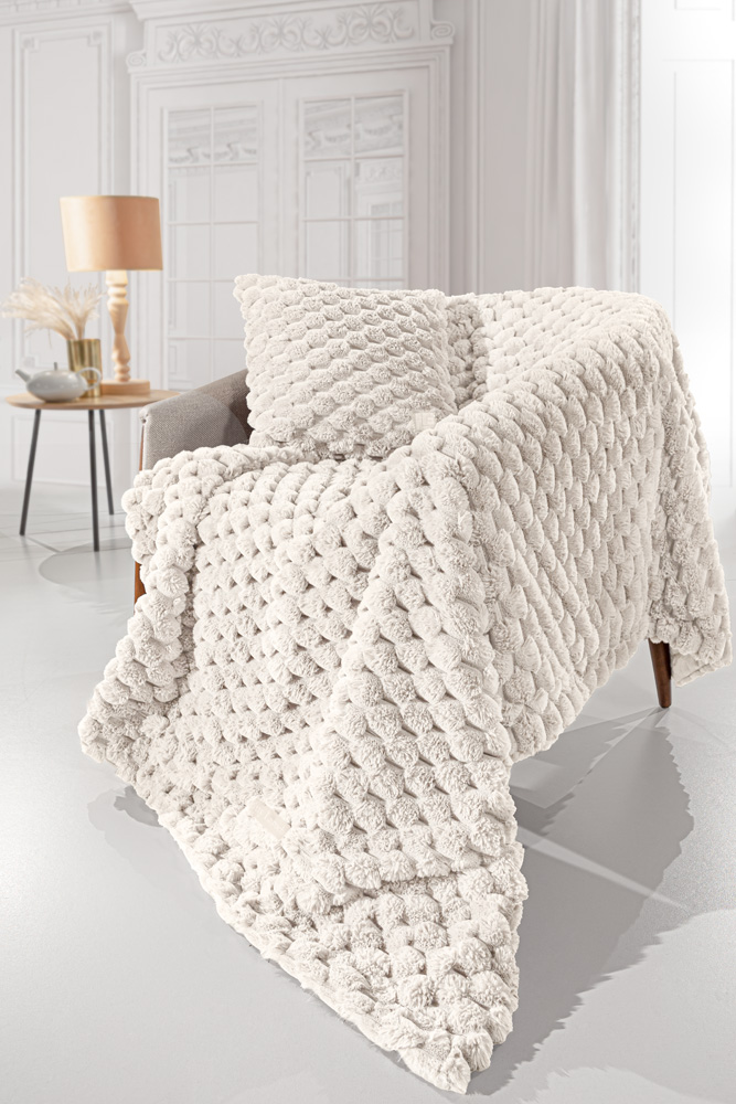 Ριχτάρι Πολυθρόνας Guy Laroche Elixir Ivory 120X160 + Μαξιλάρι 42X42