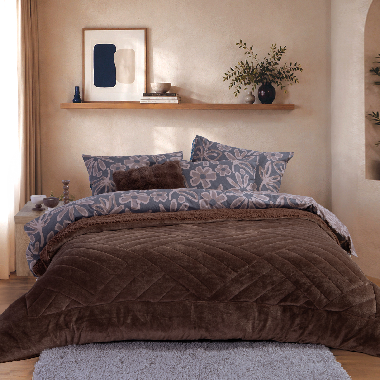 Μονό Κουβερτοπάπλωμα Nef-Nef Homeware Alice 160x220 Βrown