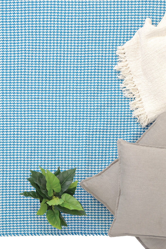 Χαλί Σαλονιού All Season Urban Cotton Kilim Royal Carpet 1.30X1.90 - Houndstooth Caribbean Sea