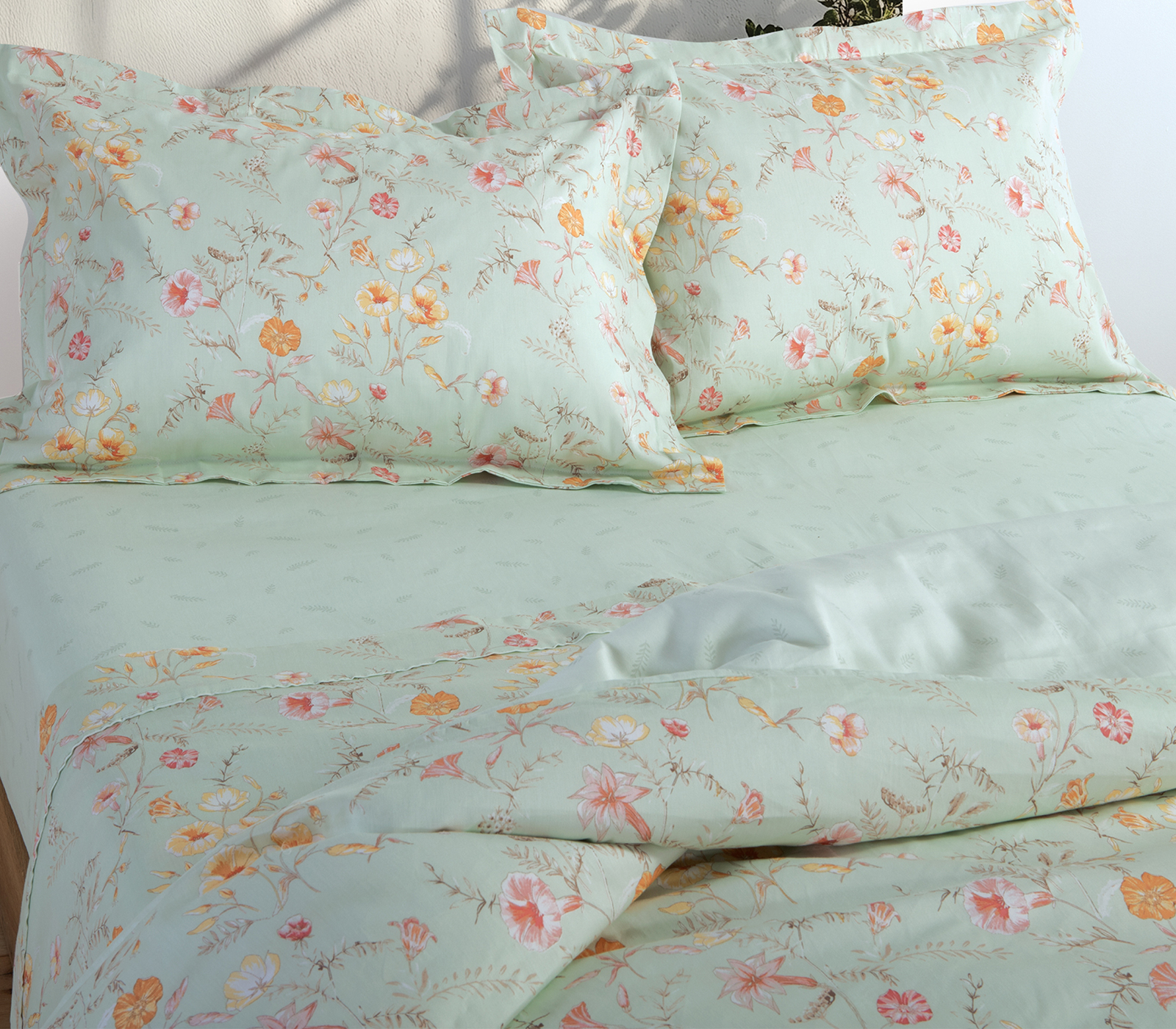 Σεντόνια King Size Βαμβακοσατέν Nef-Nef Homeware (Σετ) Mimosa 270X280 Green