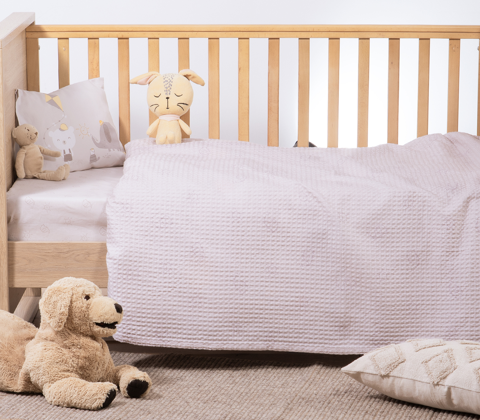 Πικέ Βρεφική Κουβέρτα Αγκαλιάς Nef-Nef Homeware Happy Days 80x110 Greige