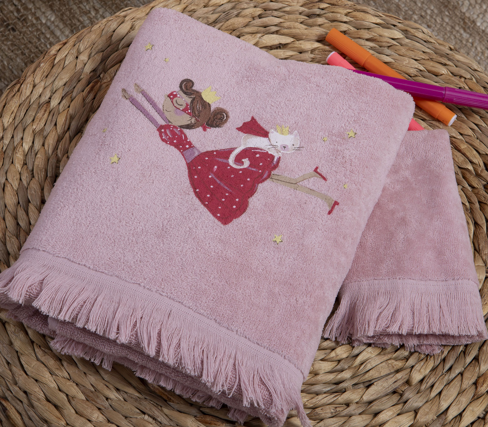 Παιδικές Πετσέτες Nef-Nef (Σετ 2τμχ) Princess at home Pink