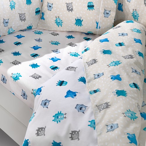 Βρεφικό Σετ Saint Clair Monsters Blue (Παπλωματοθήκη-Μαξιλαροθήκη-Πάντα)