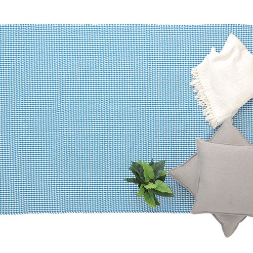 Χαλί Σαλονιού All Season Urban Cotton Kilim Royal Carpet 1.30X1.90 - Houndstooth Caribbean Sea