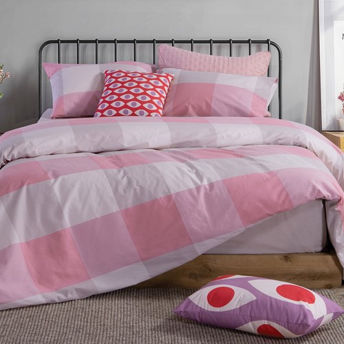Σεντόνια Μονά Nef-Nef Homeware (Σετ) Casual Check 170x270 Rose