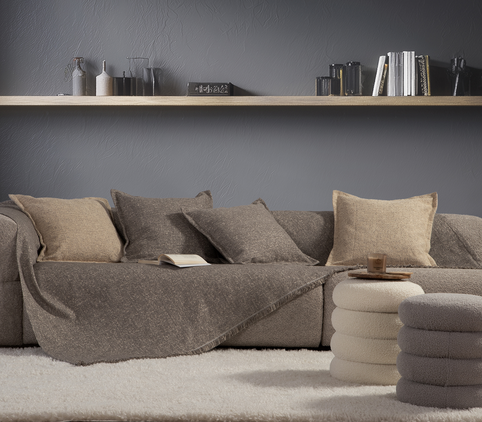 Ριχτάρι Πολυθρόνας Nef-Nef Homeware Alamo 25 170X180 Stone