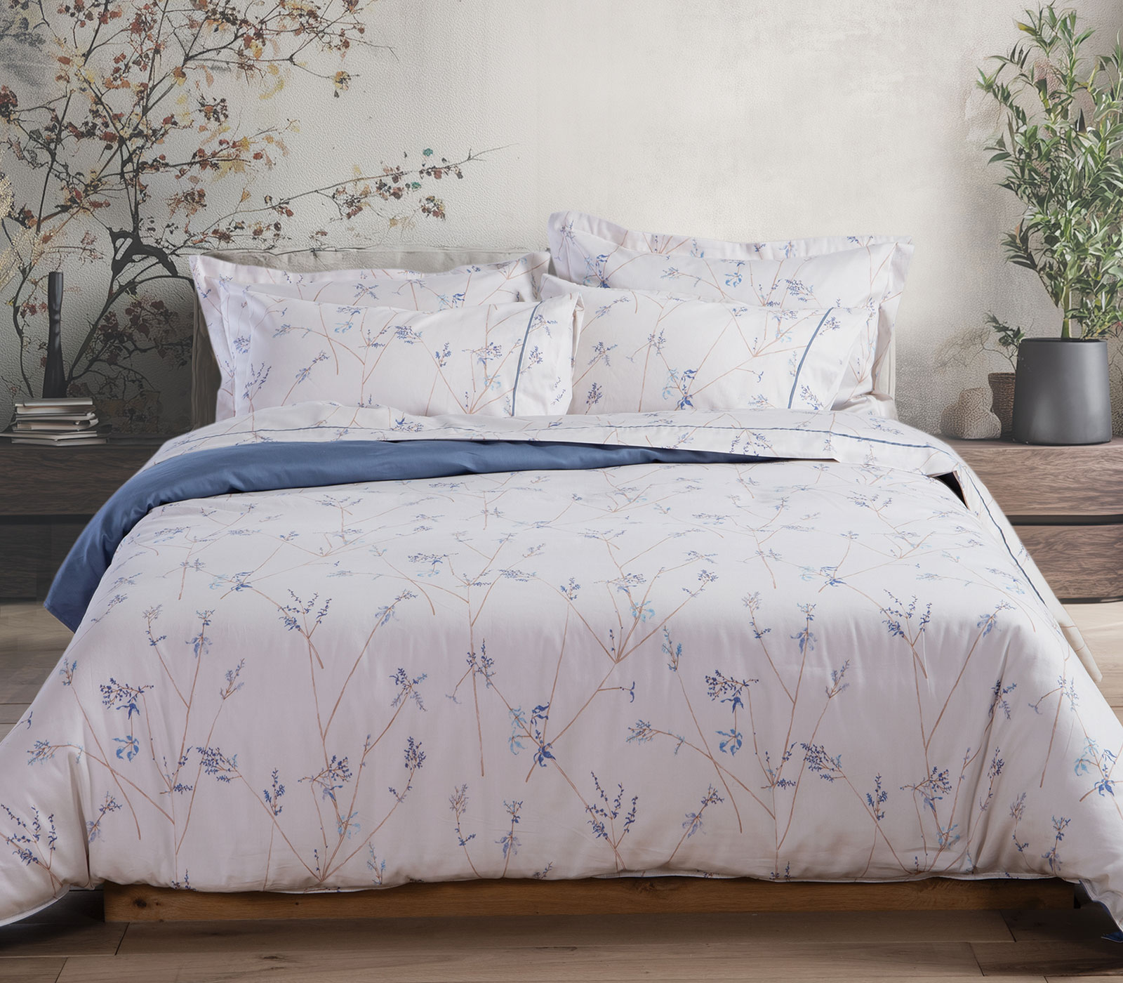 Σεντόνια King Size Βαμβακοσατέν  Nef-Nef Homeware (Σετ) Desirous 270x280 Off White/ Blue 