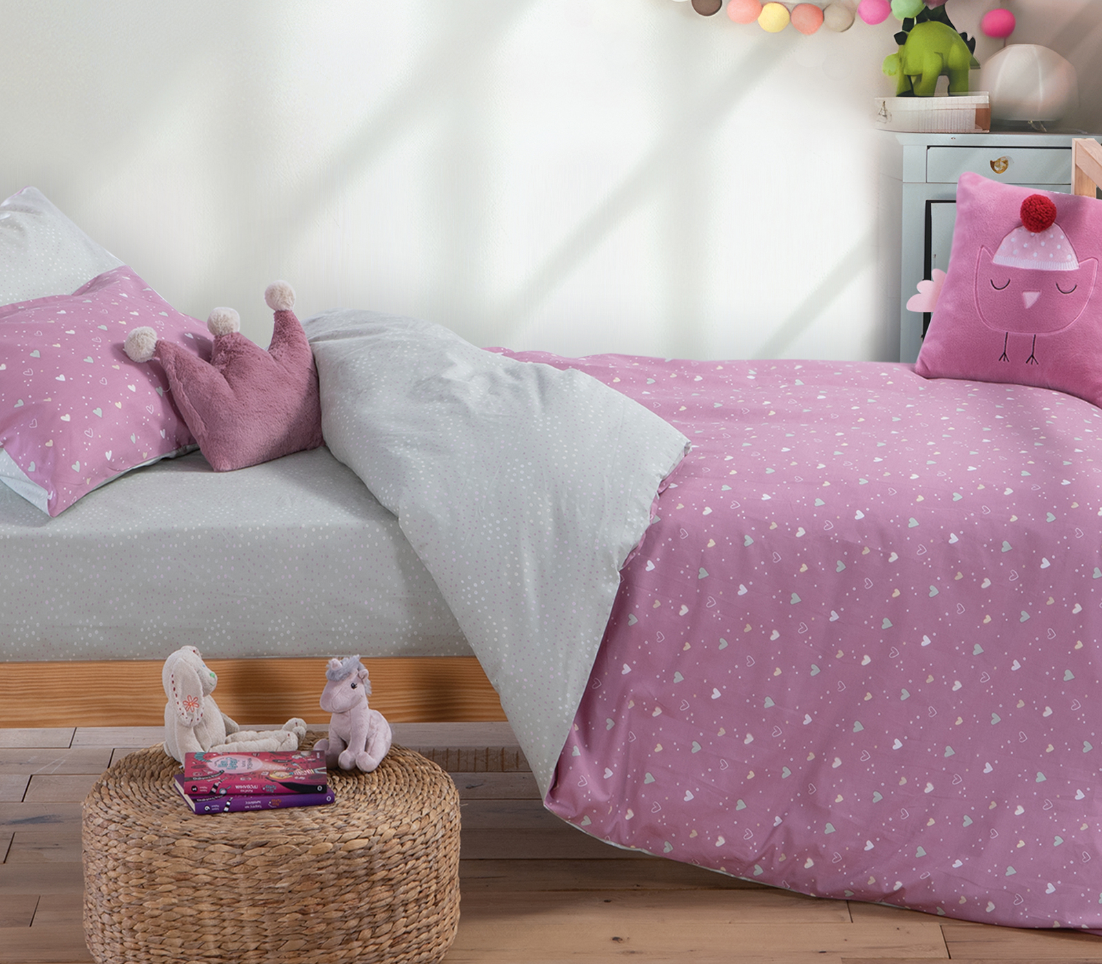  Παιδικά Σεντόνια Nef-Nef Homeware (Σετ) Hearts Look 170X260 Deep Pink