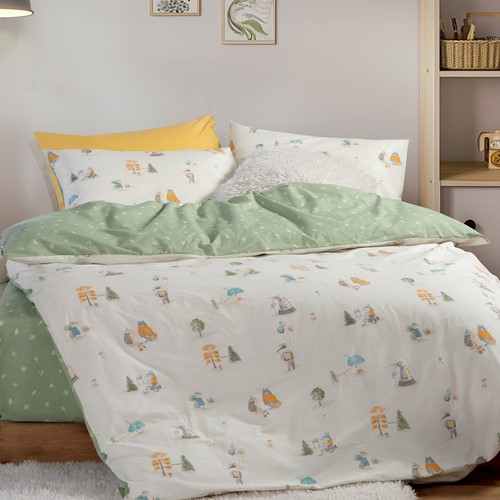 Παιδική Παπλωματοθήκη Nef-Nef Homeware (Σετ) Woodland Party 160Χ240 Ecru