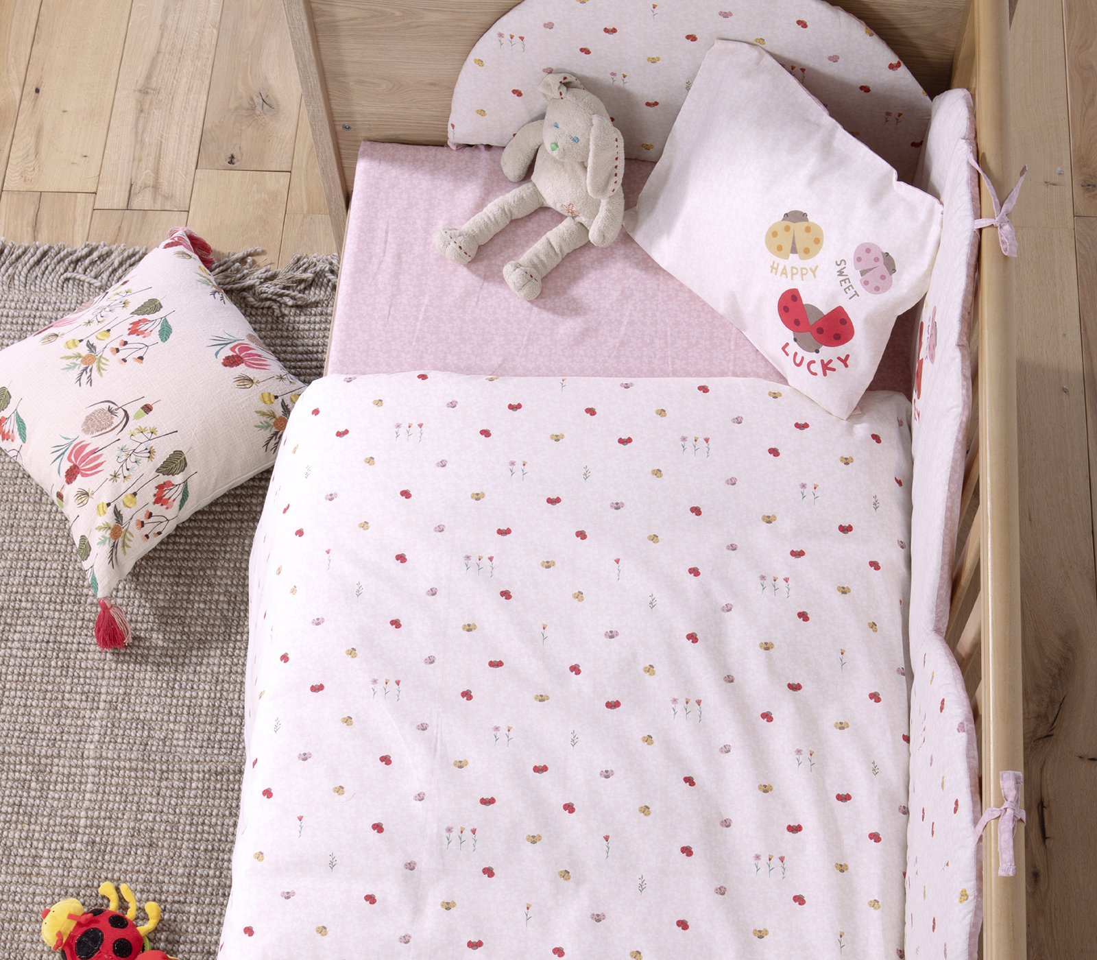 Βρεφικά Σεντόνια Κουνιας Nef-Nef Homeware Lady Bug Ecru