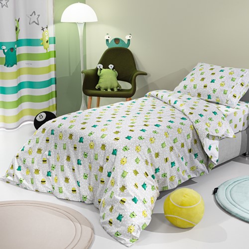 Παιδικά Σεντόνια Saint Clair (Σετ) Monsters 100X200+28 Lime (Με Λάστιχο)