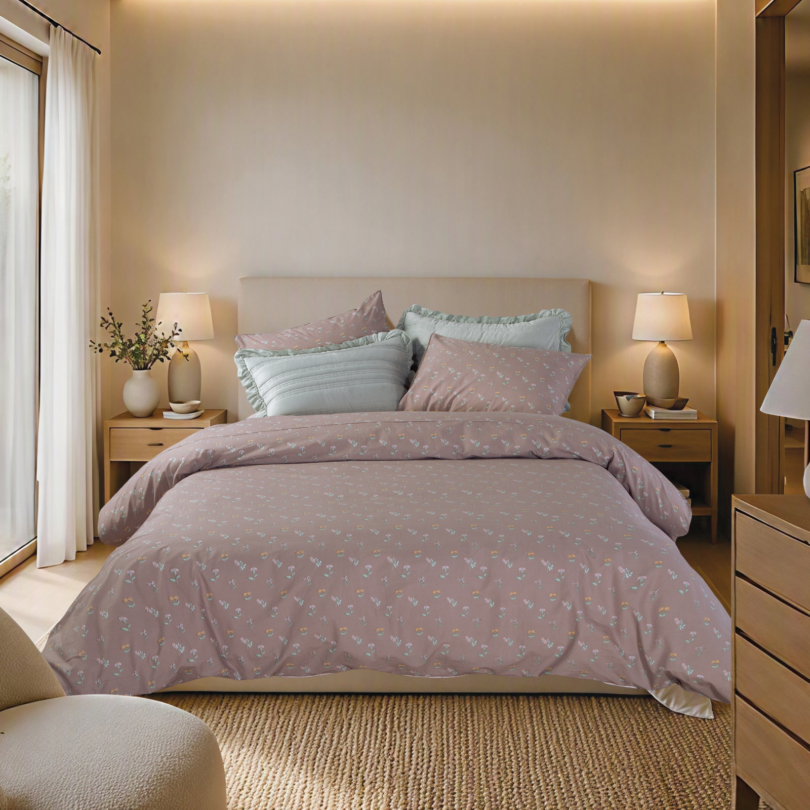 Υπέρδιπλα Σεντόνια Nef-Nef Homeware (Σετ) με Βαμβάκι Περκάλι Violan 240x270 Brown