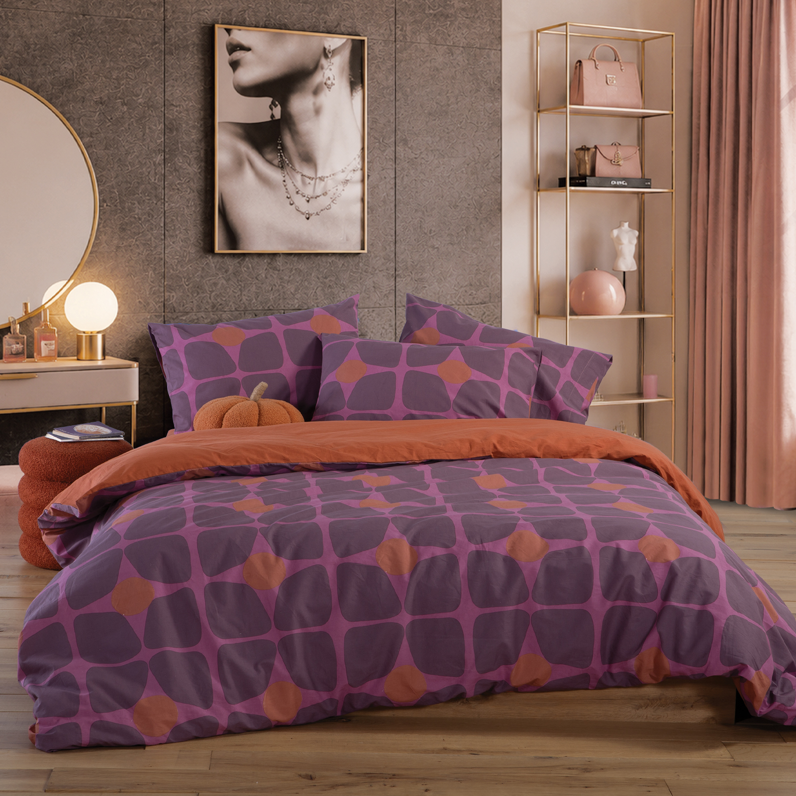 Mονά Σεντόνια Nef-Nef Homeware (Σετ) Βαμβακερά με Λάστιχο Casual Coreo 170Χ270 Μauve