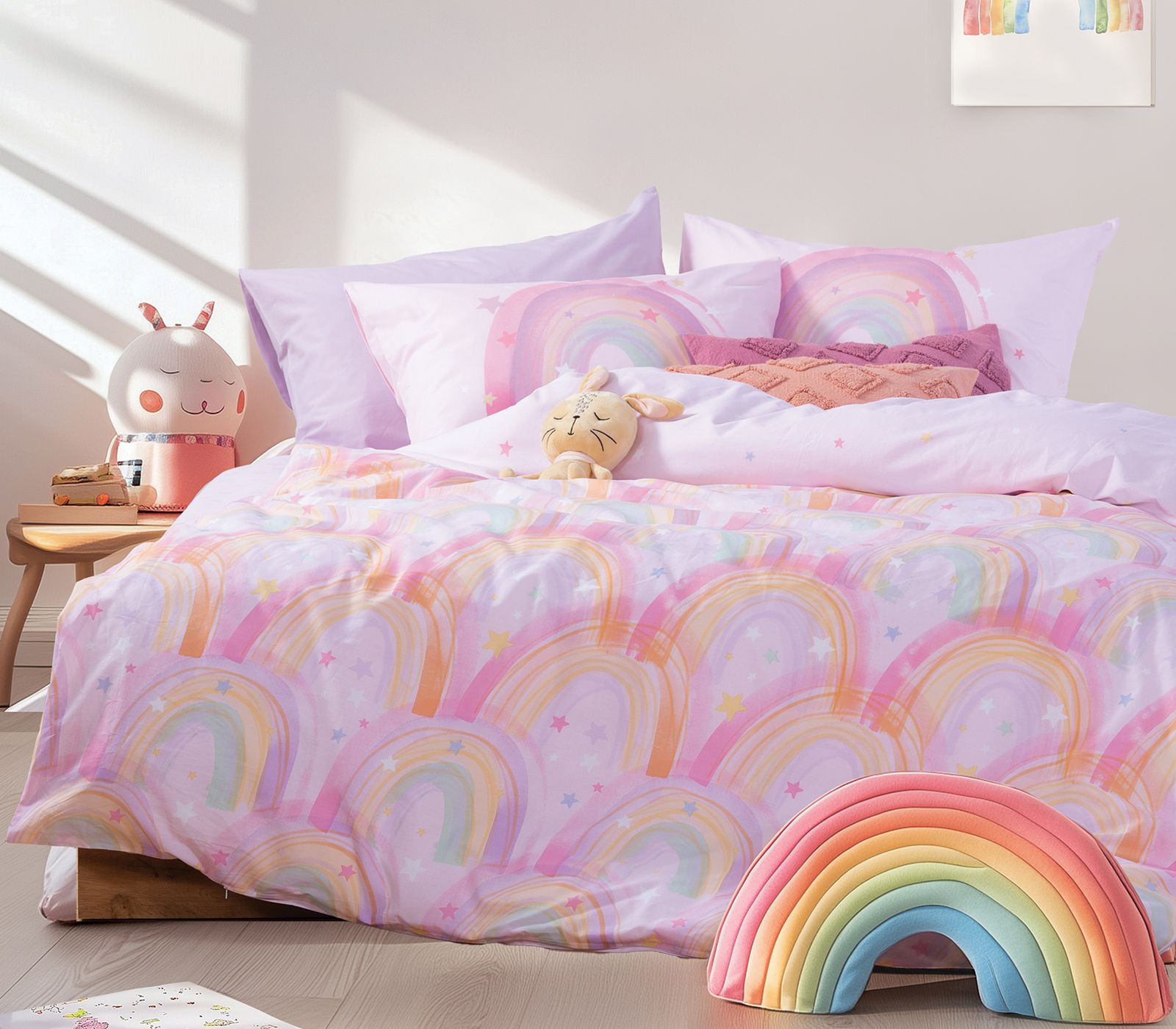Παιδικά Σεντόνια Nef-Nef Homeware (Σετ)  Water Rainbow 170x260 Lilac