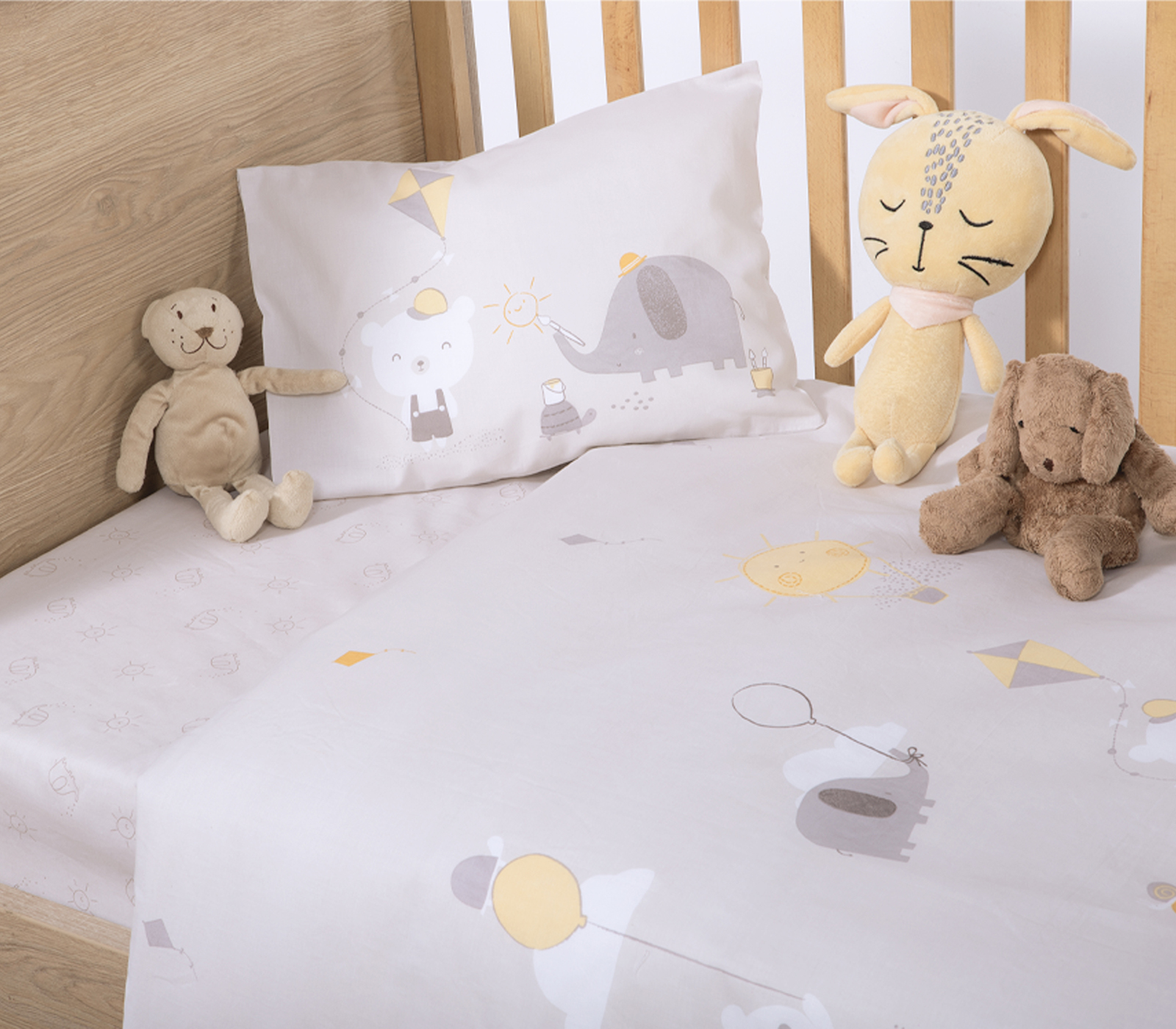 Βρεφικά Σεντόνια Κουνιας Nef-Nef Homeware Happy Days Greige