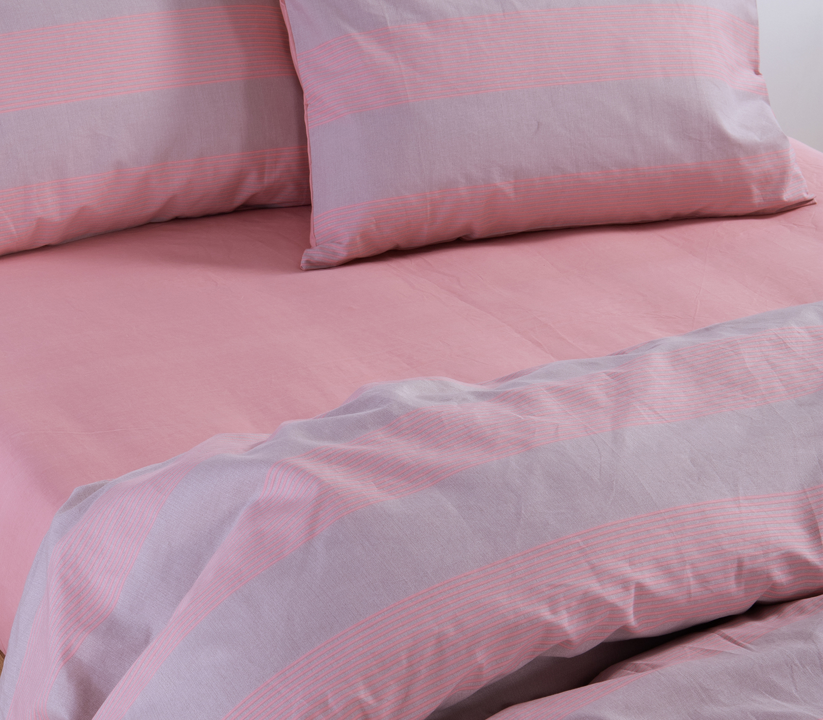 Σεντόνια Υπέρδιπλα Nef-Nef Homeware (Σετ) Casual Stripe 240Χ270 Peach