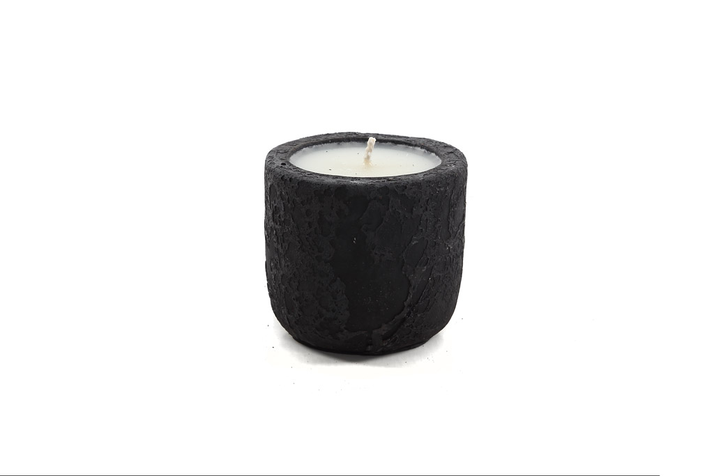 Κεραμικό Κηροπήγιο Mingi Black Spot Gray Small (11x11x10) Soulworks