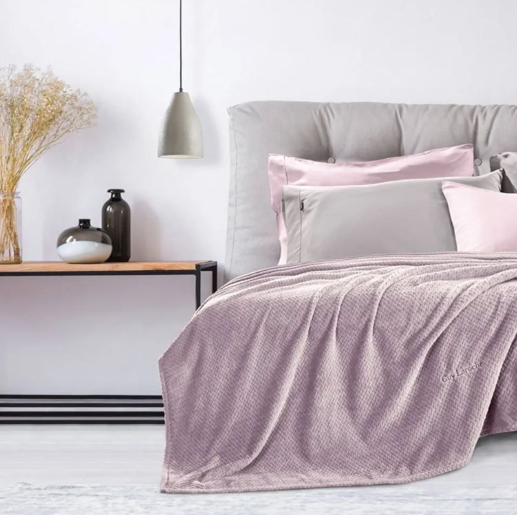 Κουβέρτα Fleece Υπέρδιπλη Guy Laroche (Σετ) 220X240 Rombus Lilac
