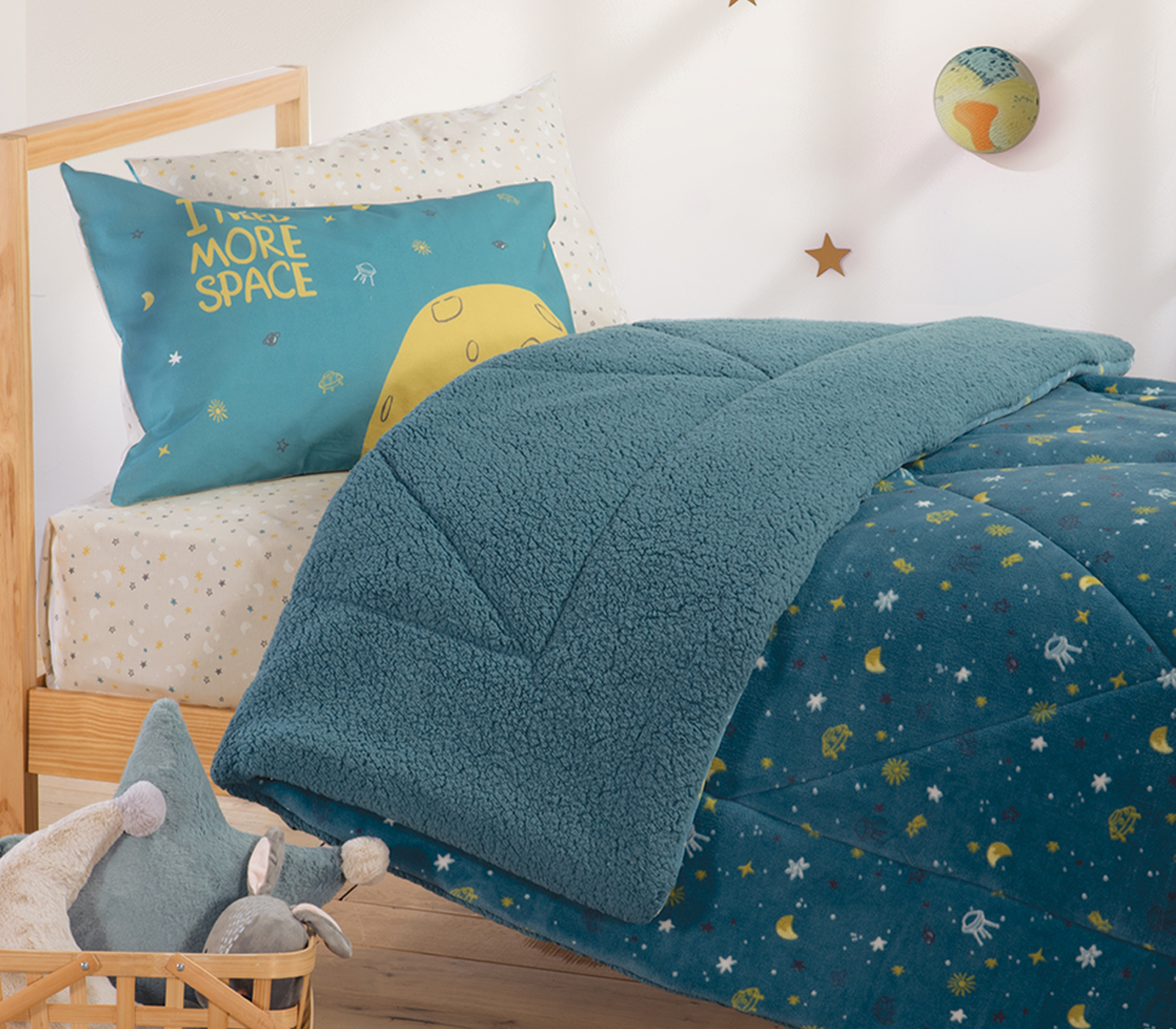 Παιδικό Κουβερτοπάπλωμα Μονό Nef-Nef Homeware Outer Space 160X220 Petrol