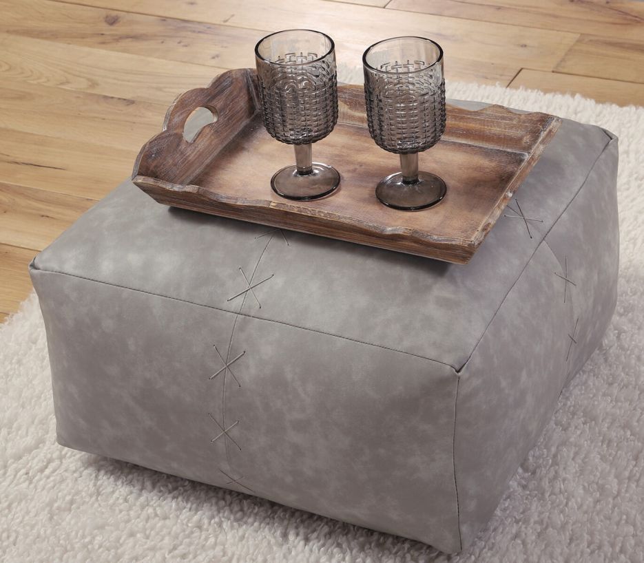 Διακοσμητικό Πούφ Nef-Nef Homeware με υφή δέρματος Lethal 50x50x25 Grey