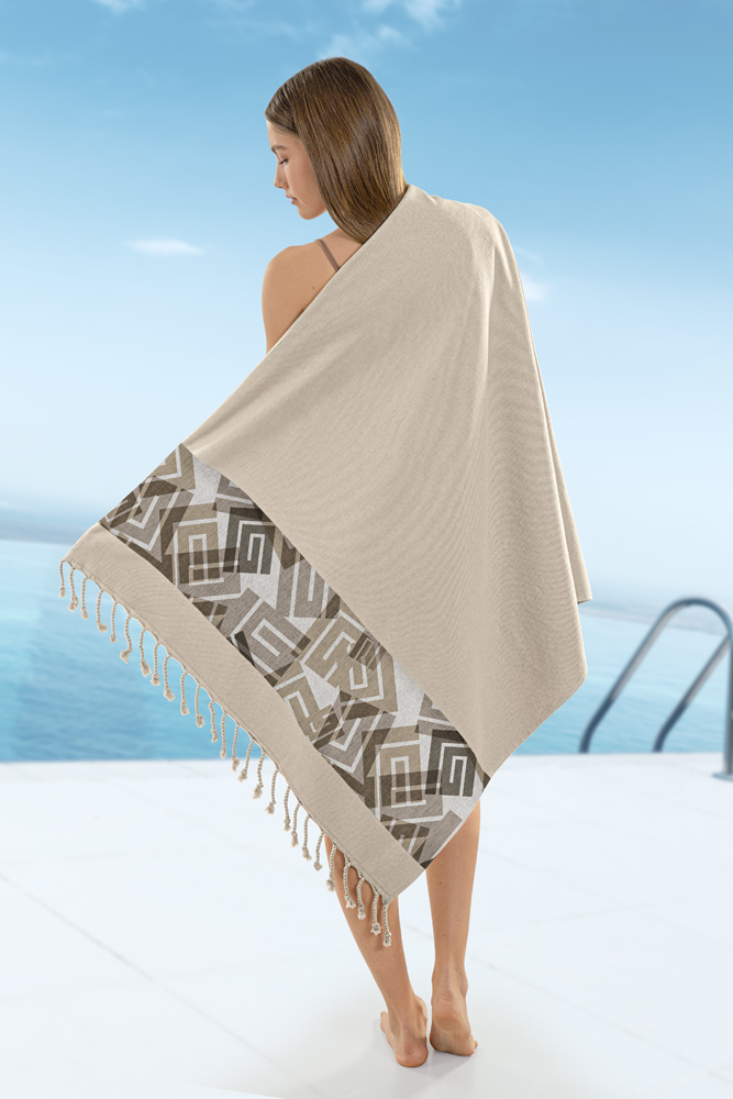 Πετσέτα Θαλάσσης Guy Laroche Pestemal 22 Beige 90x170