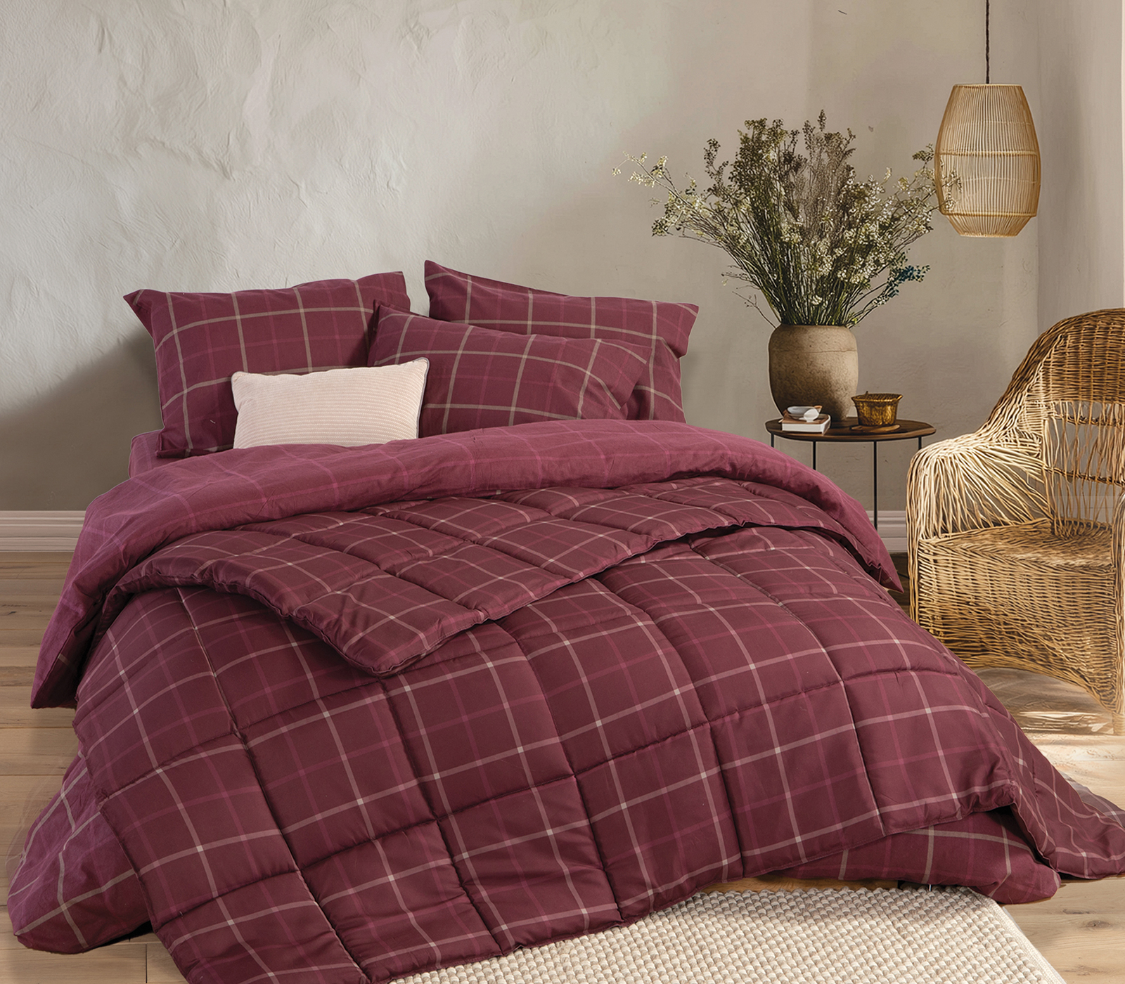 Πάπλωμα Υπέρδιπλο Nef-Nef Homeware Naiberg 240x220 Bordo 