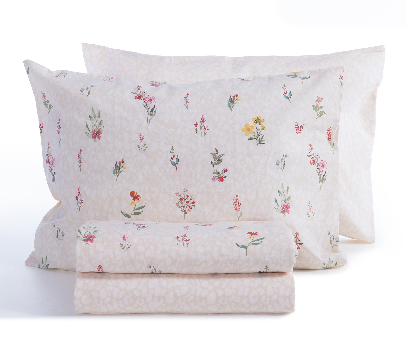 Σεντόνια Μονά Nef-Nef Homeware (Σετ) Με λάστιχο 170Χ270 Plant Ecru