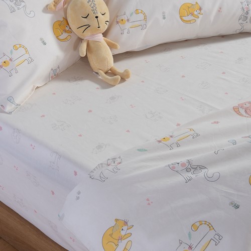 Παιδικά Σεντόνια Nef-Nef Homeware (3ΤΜΧ) Cat Life 170x260 Ecru