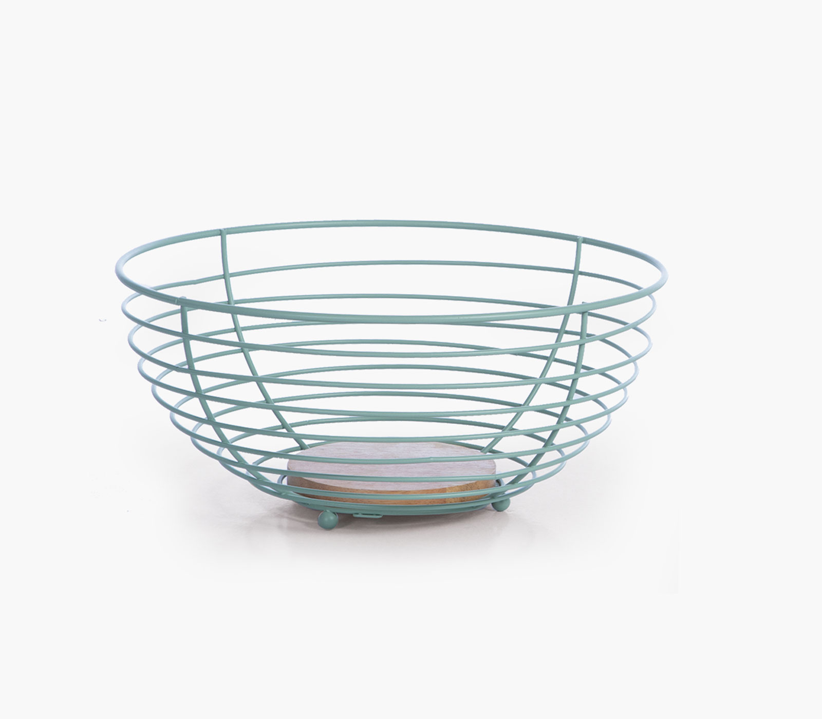 Καλάθι Φρούτων Με Ξύλινη Βάση Nef-Nef Homeware Green 