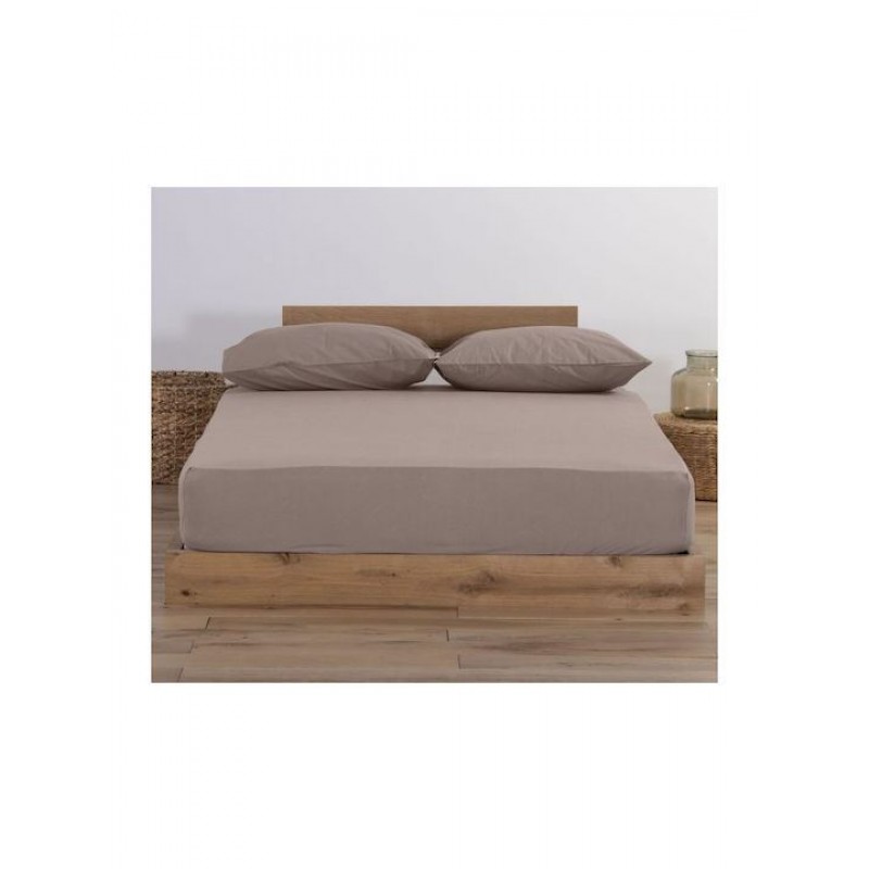 Σεντόνι Μεμονωμένο Μακό King Size Nef-Nef Homeware Jersey 180X200+35 Mocca