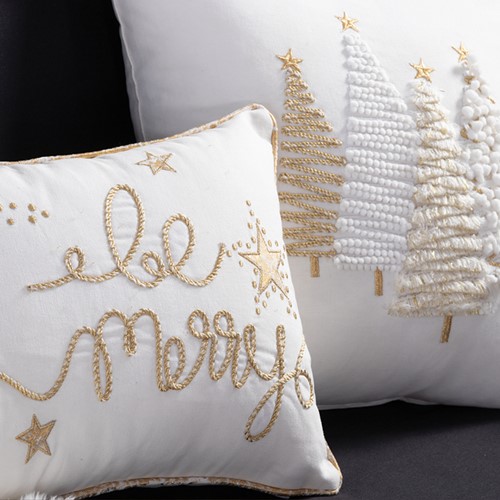  Χριστουγεννιάτικο Διακοσμητικό Μαξιλάρι Nef-Nef Gold Trees 45X45 White