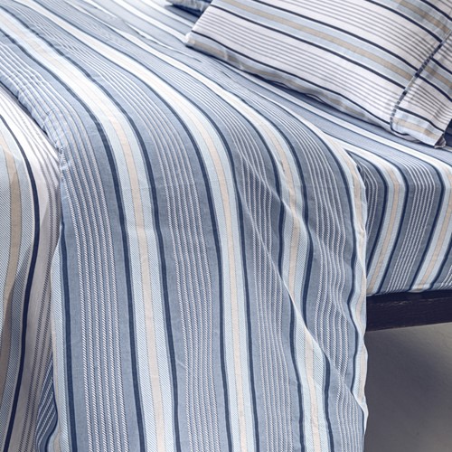 Σεντόνια King Size Guy Laroche ( Σετ) Pinstripe Denim 170X200+32 Mε Λάστιχο