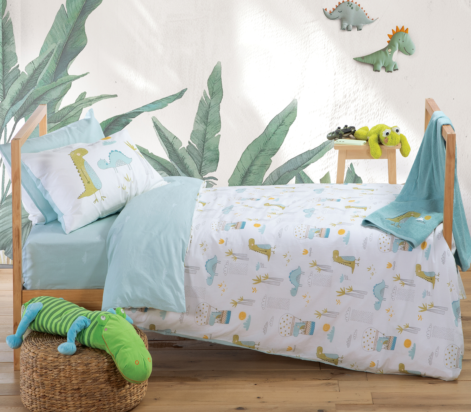  Παιδικά Σεντόνια Nef-Nef Homeware (Σετ) Dino Dragon Time 170X260 L.Blue