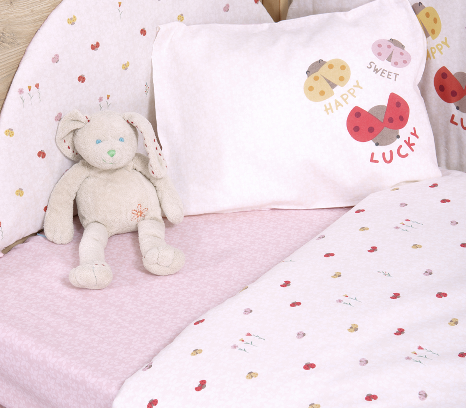 Βρεφικά Σεντόνια Κουνιας Nef-Nef Homeware Lady Bug Ecru