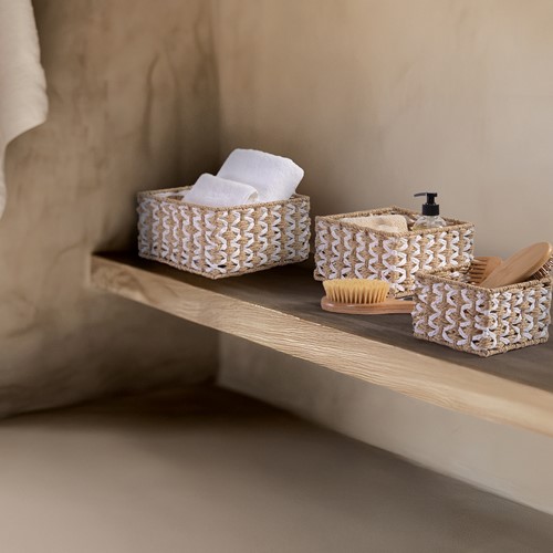 Καλάθι Από Πλεγμένο Χαρτί Nef-Nef Homeware Vinci 23X23X12 Natural