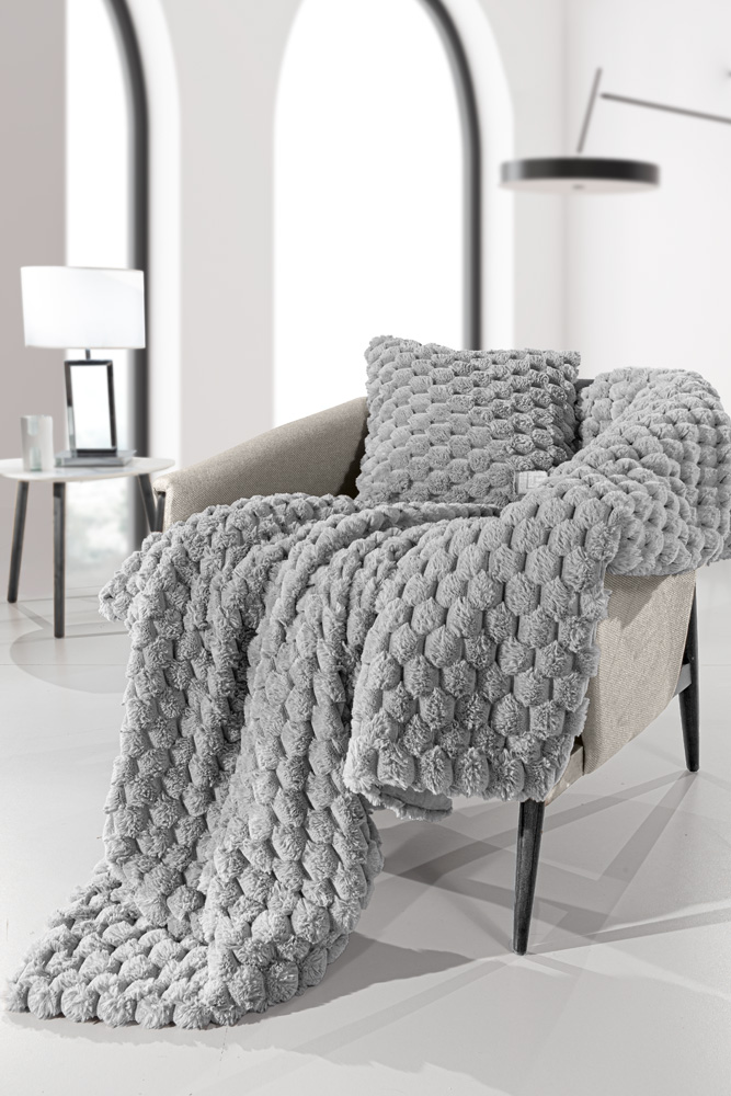 Ριχτάρι Πολυθρόνας Guy Laroche Elixir Silver 120X160 + Μαξιλάρι 42X42