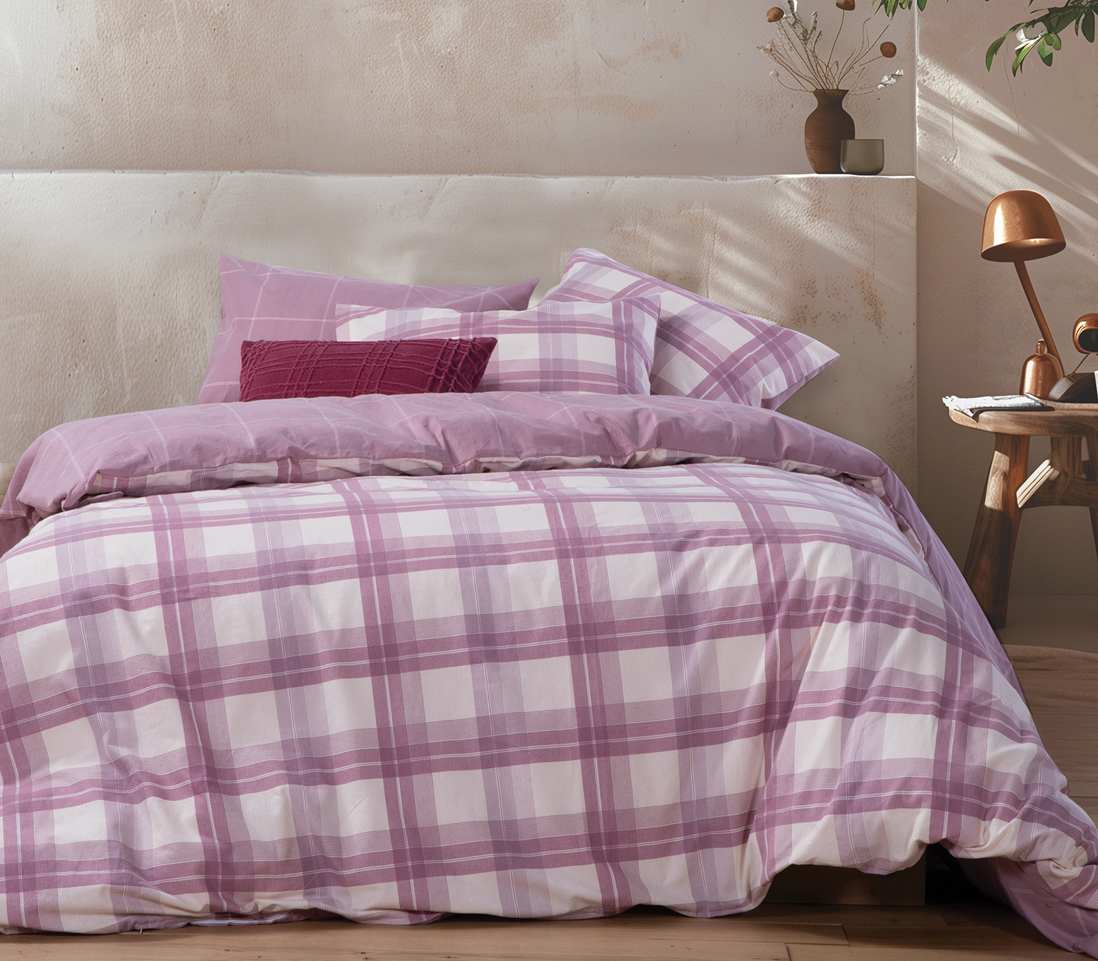  Φανελένια Παπλωματοθήκη Nef-Nef Homeware Yπέρδιπλη (Σετ) Charlie 240X230 Rose