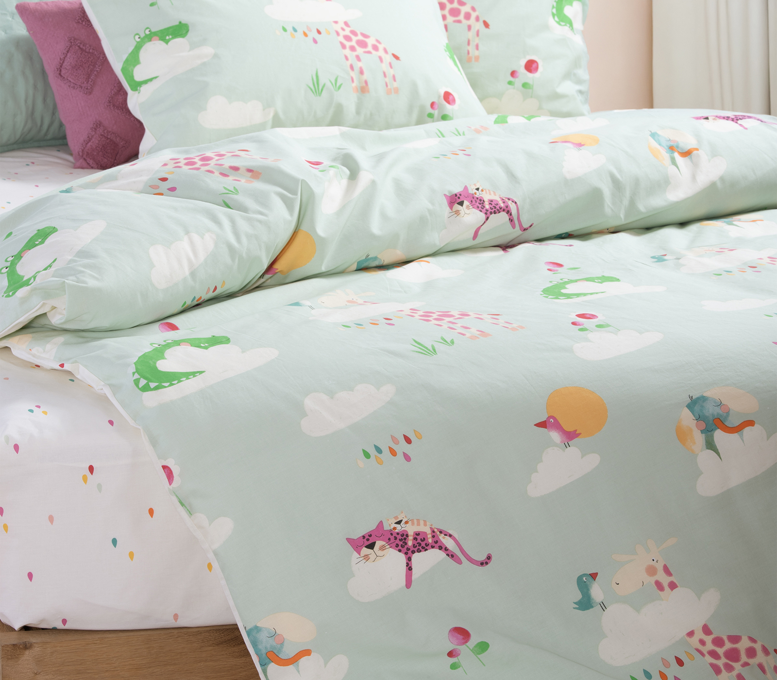 Παιδικά Σεντόνια Nef-Nef Homeware (Σετ)  Sky Is A Zoo 170x260 Mint
