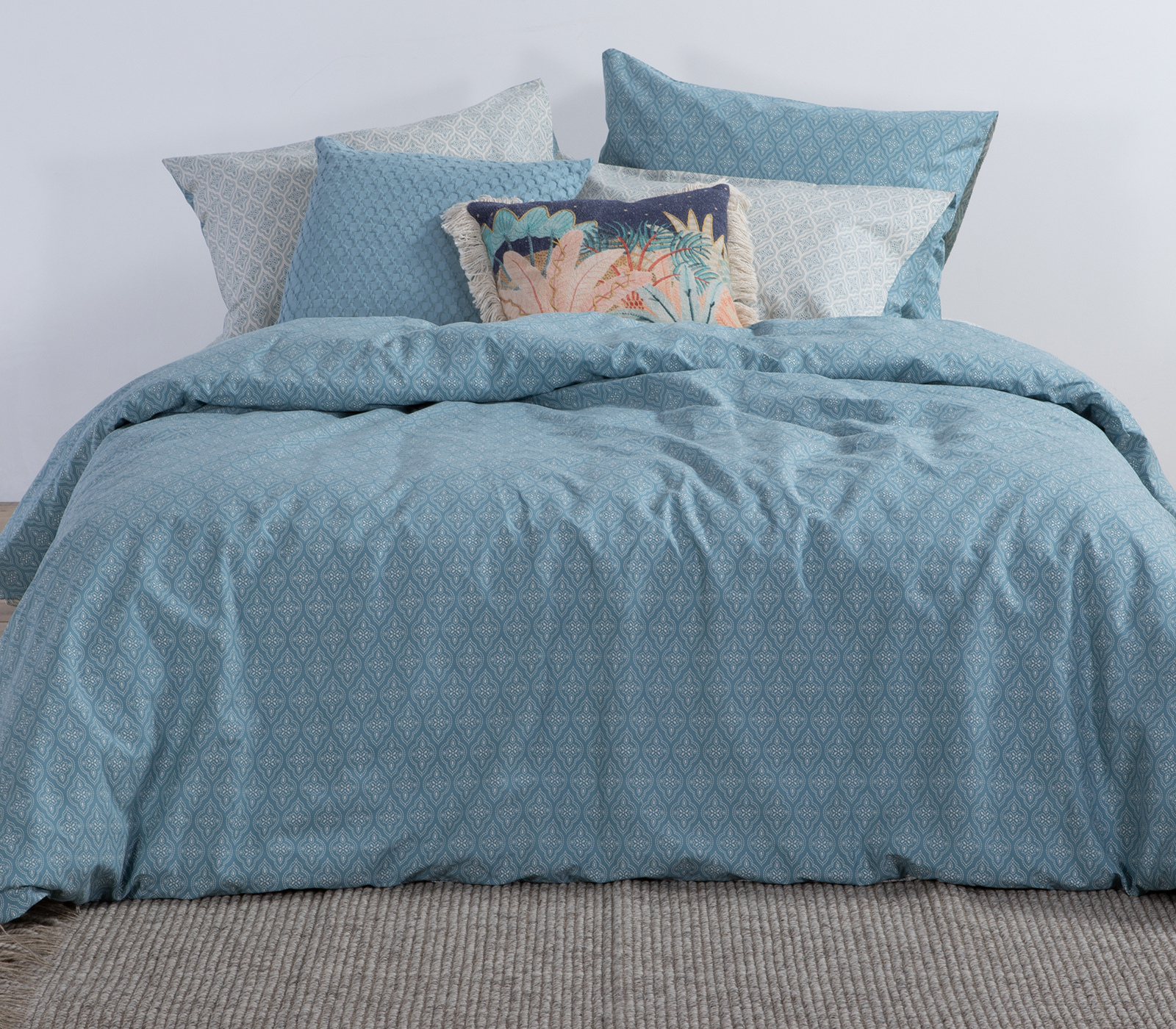 Σεντόνια Υπέρδιπλα Nef-Nef Homeware (Σετ) Sorento 240X270 Blue (με λάστιχο)