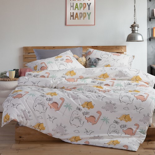 Παιδικά Σεντόνια Nef-Nef Homeware (3ΤΜΧ) Dinosaur Art 170x260 Ecru