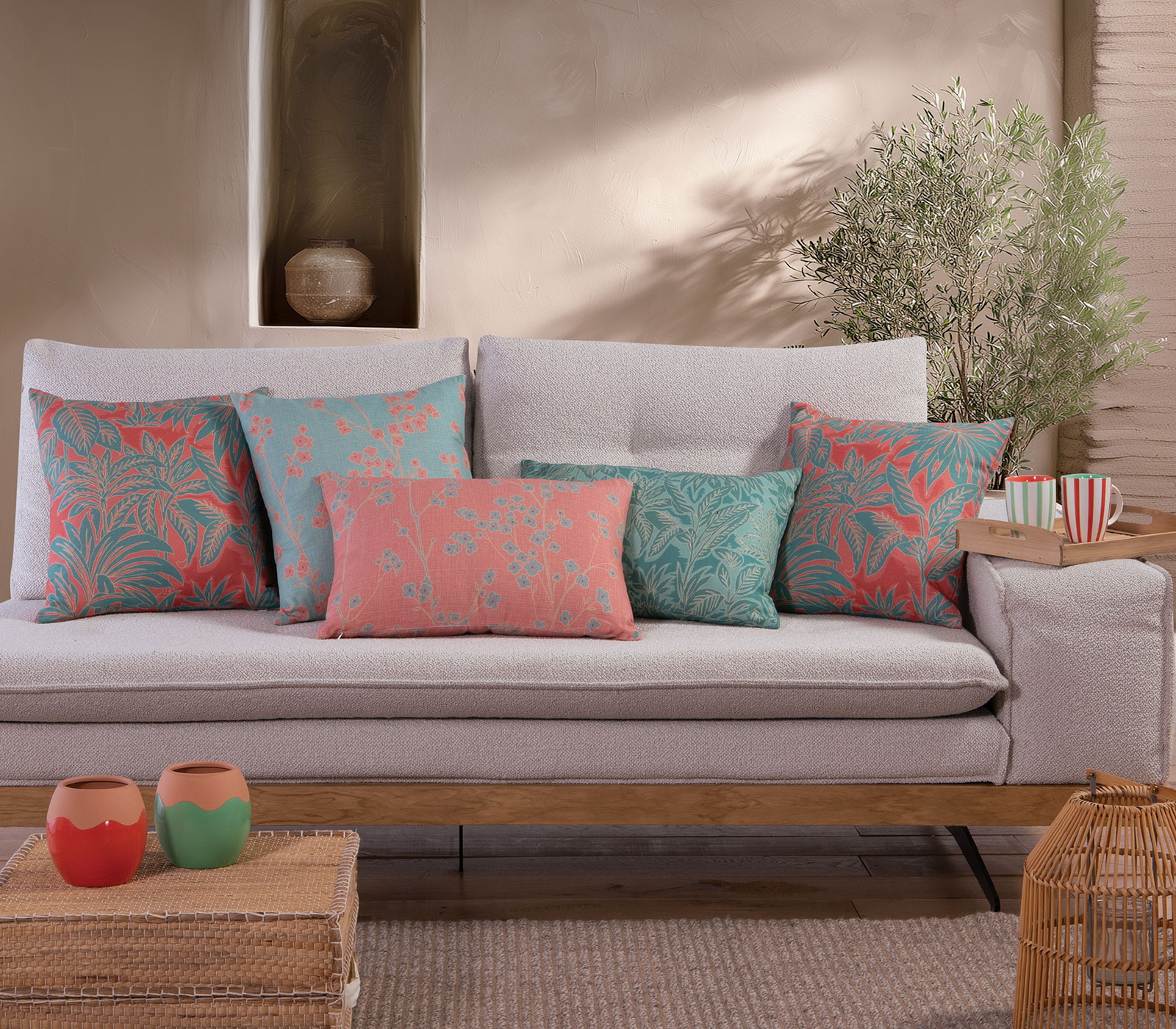 Διακοσμητική Μαξιλαροθήκη Nef-Nef Homeware Charisma 35X55 Coral/Green