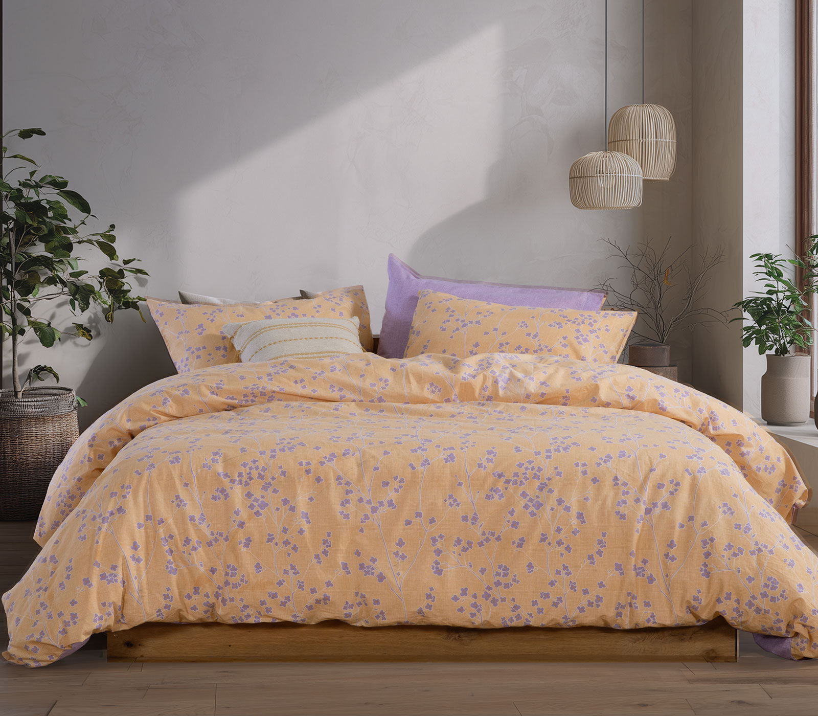 Σεντόνια Υπέρδιπλα  Nef-Nef Homeware (Σετ) Με Λάστιχο Florina 160x200+35 Yellow