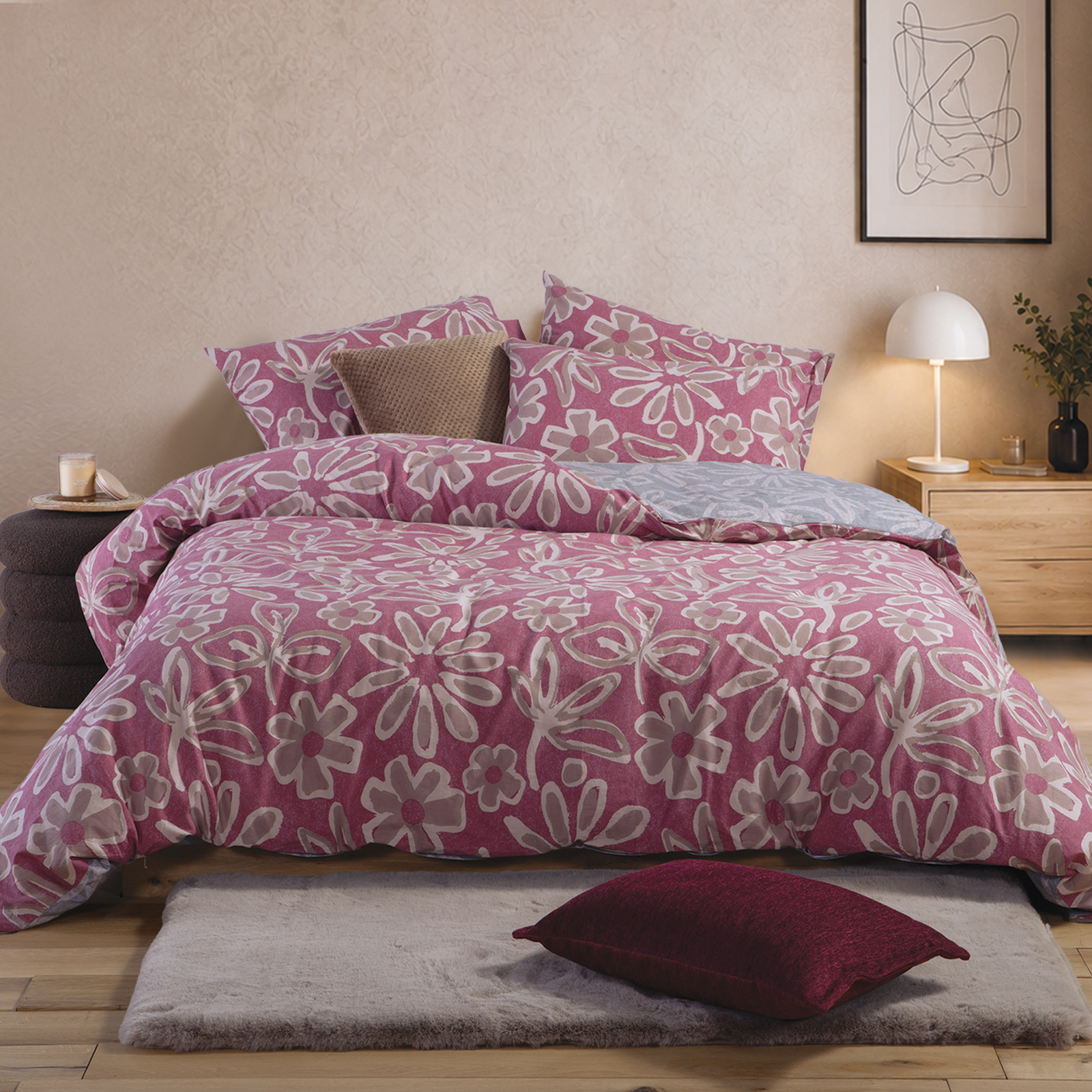 Σεντόνια Υπέρδιπλα Nef-Nef Homeware (Σετ) Βαμβακερά Harmony 240Χ270 Bordo