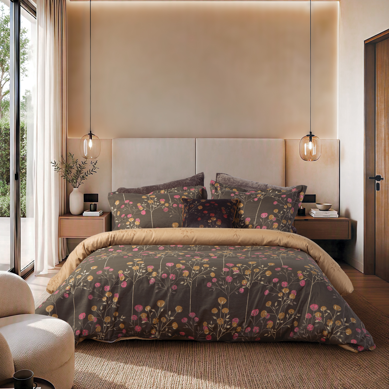 Υπέρδιπλα Σεντόνια Nef-Nef Homeware (Σετ) Βαμβακοσατέν με Λάστιχο Audrey 240Χ270 Βrown