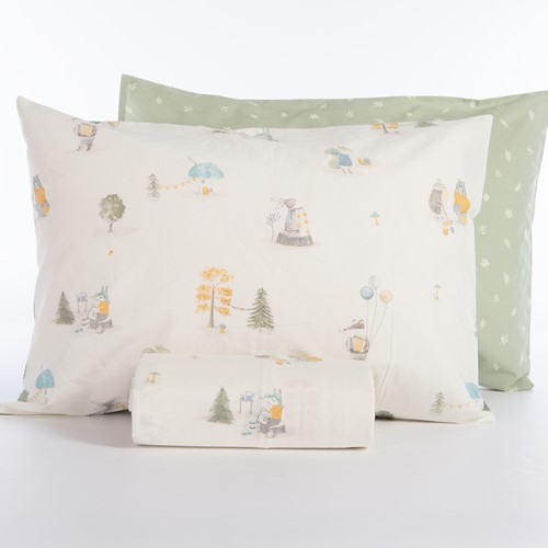 Παιδική Παπλωματοθήκη Nef-Nef Homeware (Σετ) Woodland Party 160Χ240 Ecru